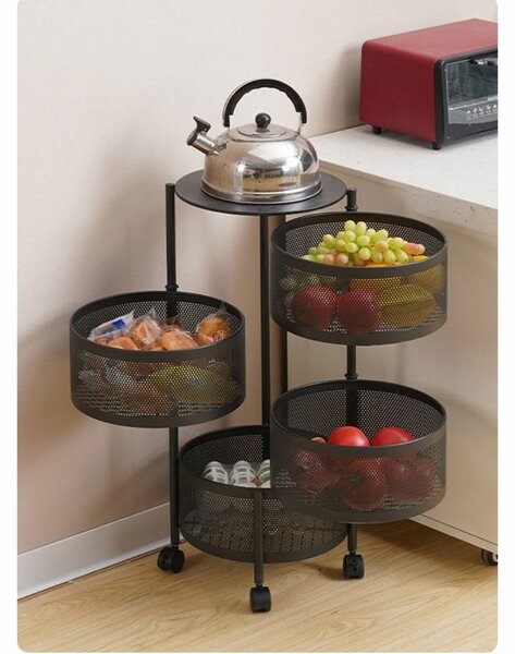 4-LAYER 360° ROTATING ROUND SHELVES WITH 1 FIXED BOTTOM SHEL