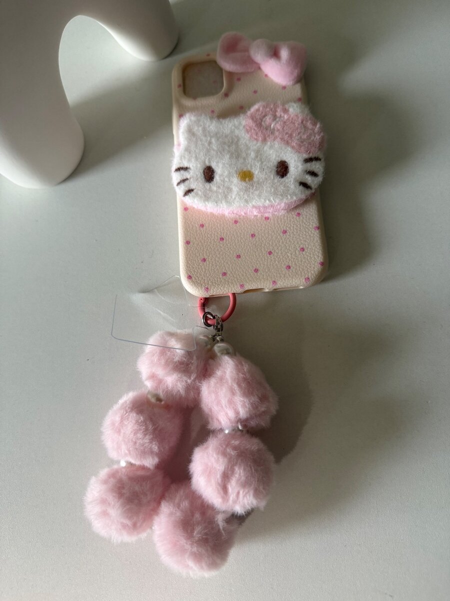 Coque Téléphone Peluche Chat Rose