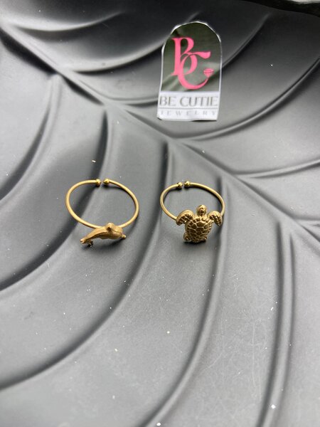 Bagues ajustables tortue dorée