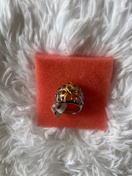 Bague en argent et or ornée