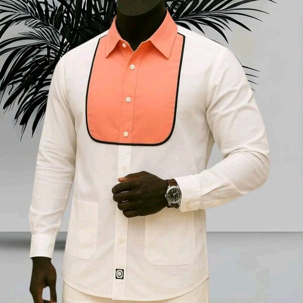 Chemise homme blanche avec col orange