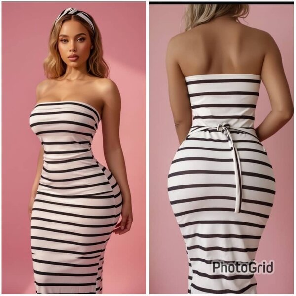 Robe bandeau rayée élégante