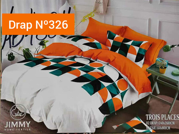 ▪️2 Draps 3 places + 2 taies blanc orange