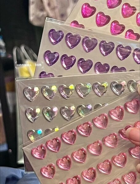 Autocollants Cristaux Coeur Colorés
