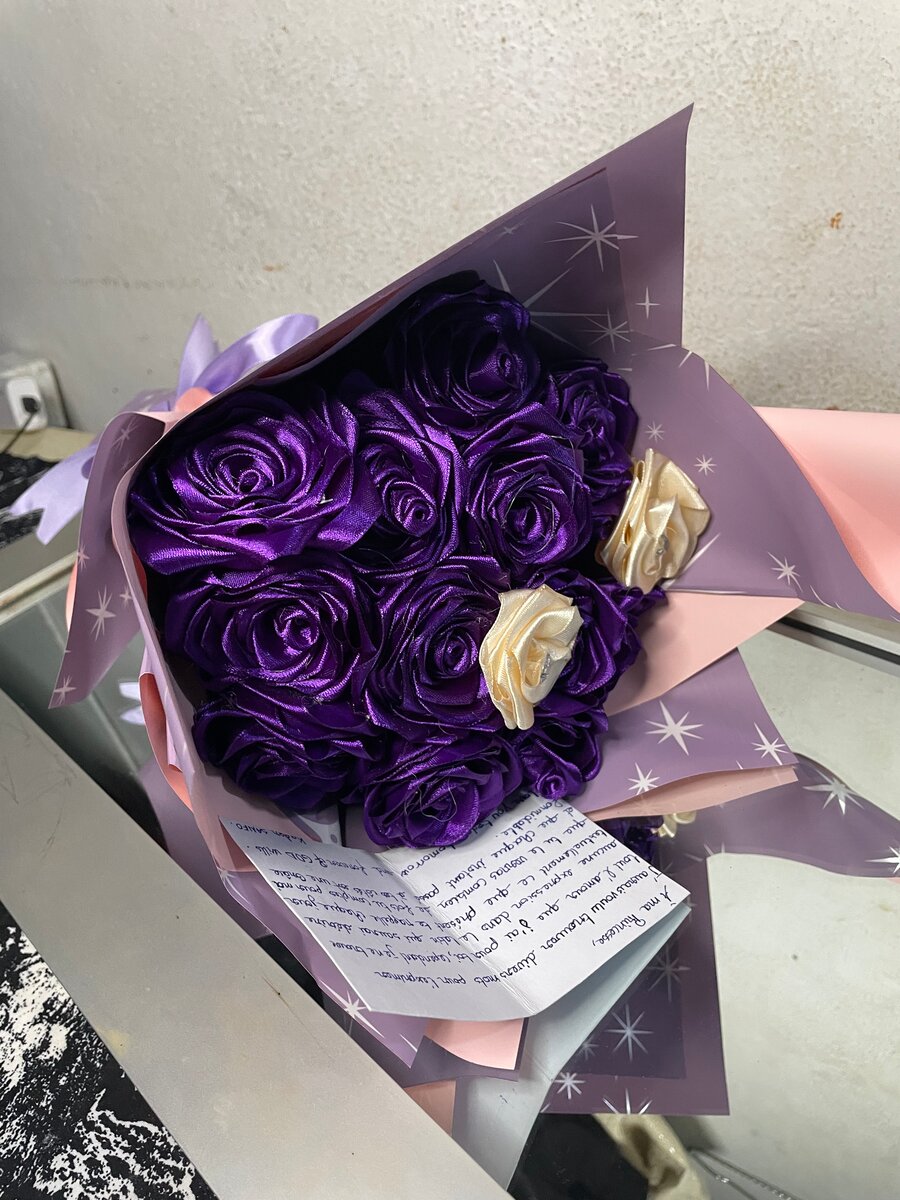 Bouquet de roses en soie