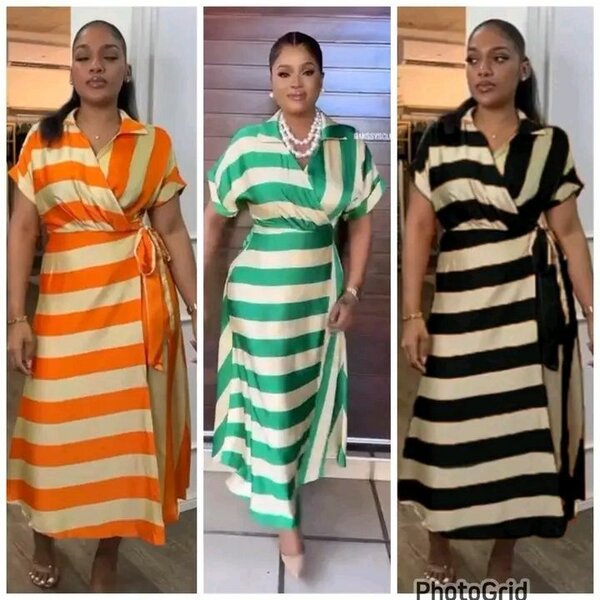 Robe rayée à nouer élégante