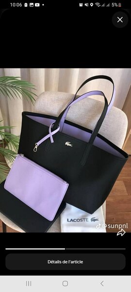 Sac à main Lacoste noir et violet