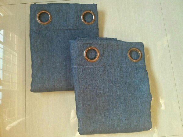 2 drops of curtains blue greyish 