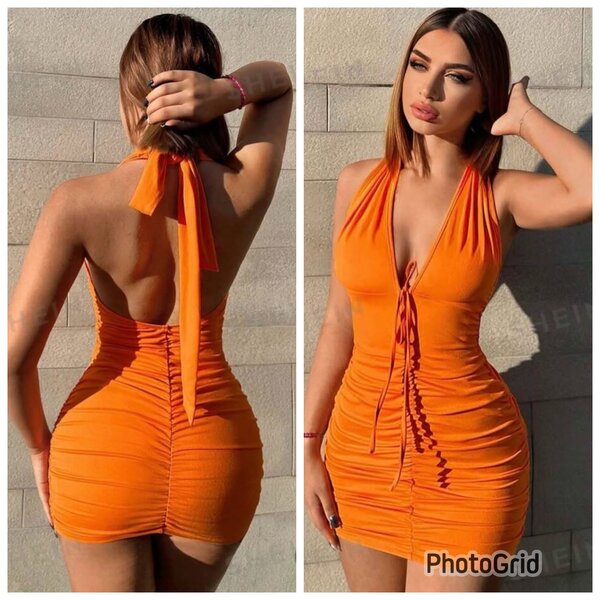 Robe orange dos nu chic