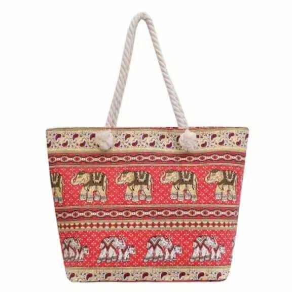Sac cabas en toile motif éléphant