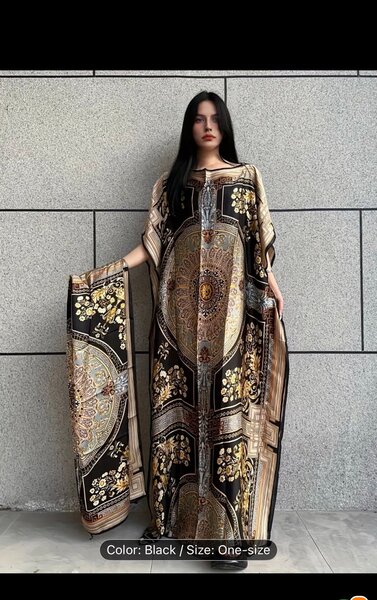 Black Floral Kimono Robe