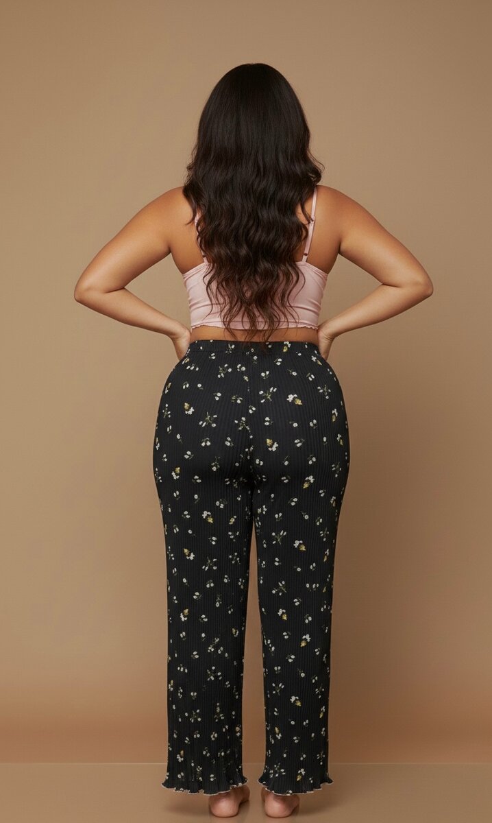 Pantalon floral taille haute