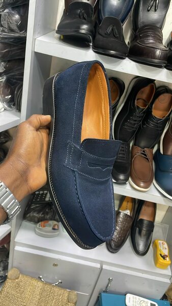 Mocassins en daim bleu