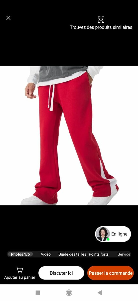 Pantalon de jogging rouge unisexe