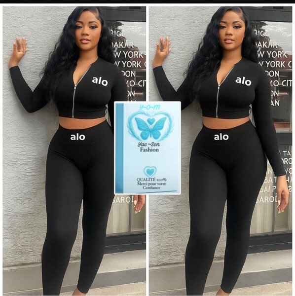 Ensemble Leggings et Crop Top Noir pour Femme