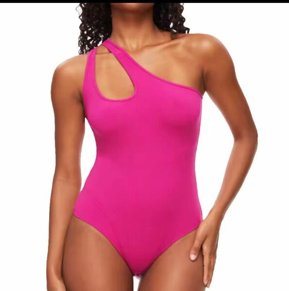 Maillot de bain asymétrique rose
