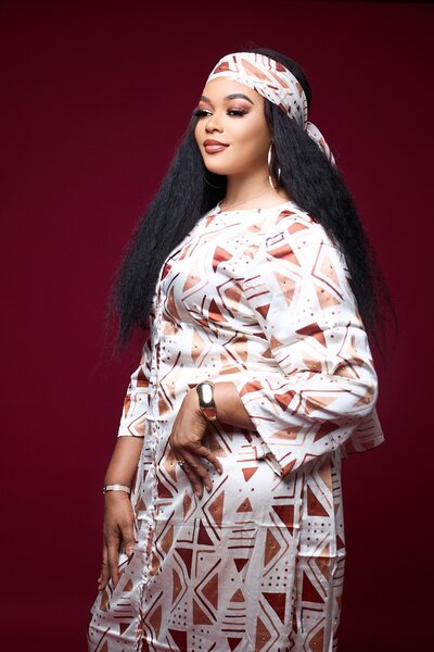 Robe longue à motifs géométriques