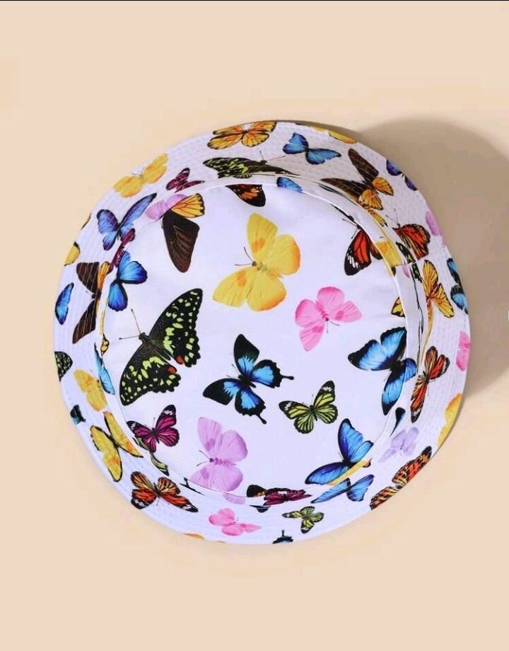 SHEIN Butterfly Print Reversible Bucket Hat