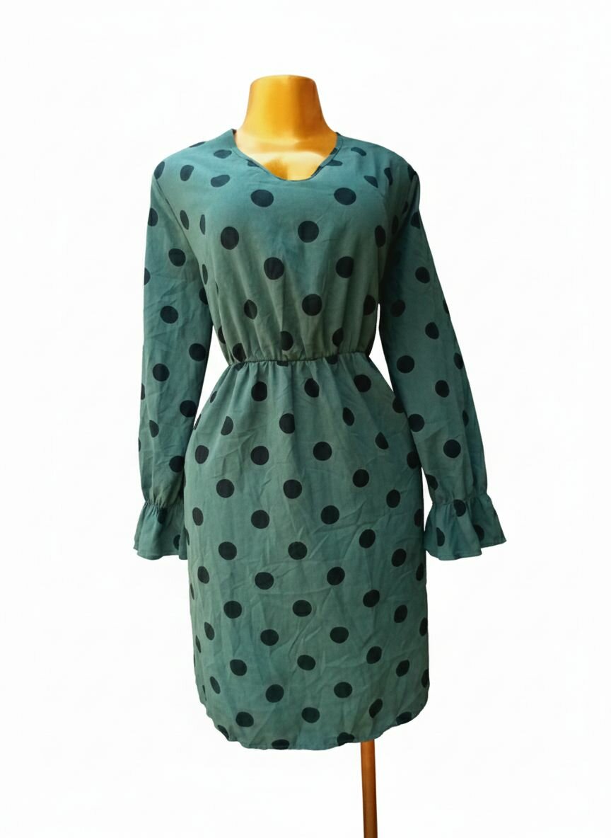 Robe Polka à Manches Longues