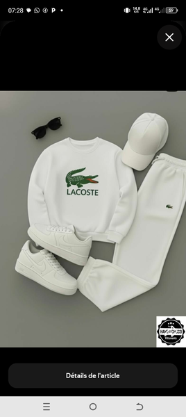 Ensemble Lacoste Blanc Unisexe