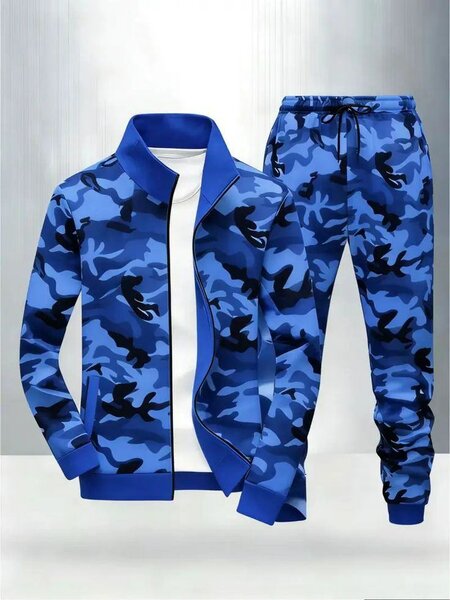 Ensemble survêtement camouflage bleu homme