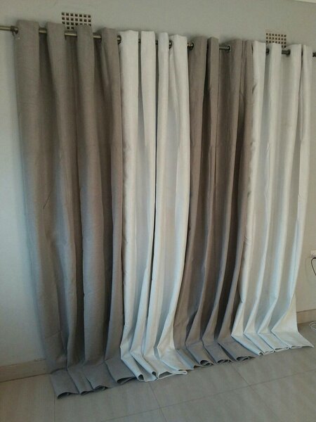2 drops of curtains gray and white