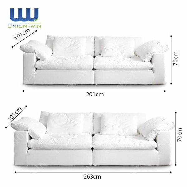 Canapé d'angle UNION-WIN en cuir blanc