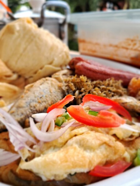 Hot kenkey and beans