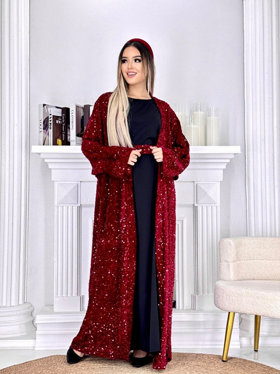 Абайка из пайеток +шелковый сарафан