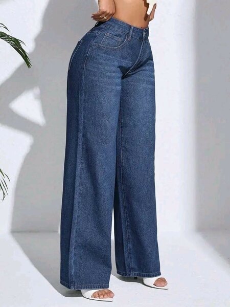 Denim wide leg jean