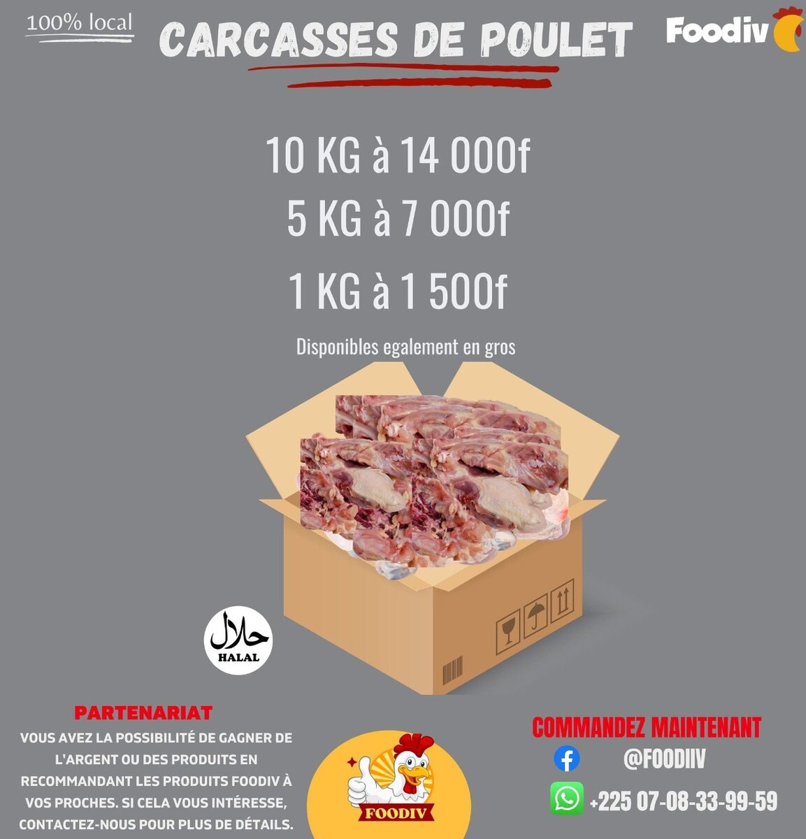 1kg de Carcasses de poulet
