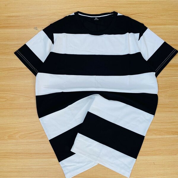 logo-embroidered striped cotton T-shirt