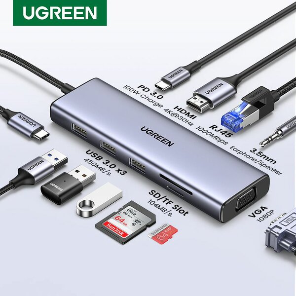 UGREEN Hub USB C 10 en 1