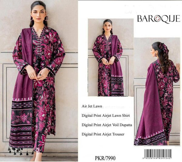 Women's stylish long suit set three-piece digital printed in