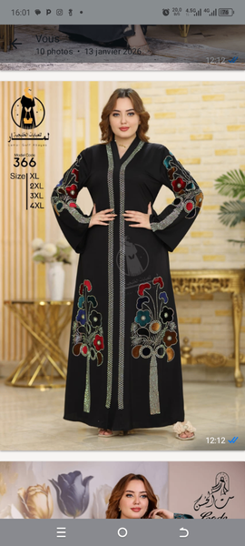 Jelaba femme brodée noire élégante