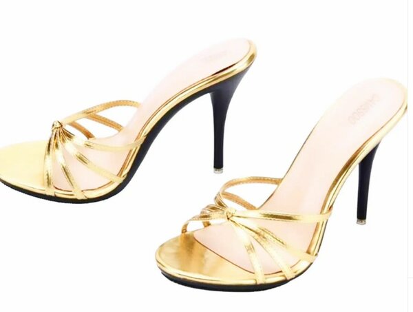 Gold stiletto sandals