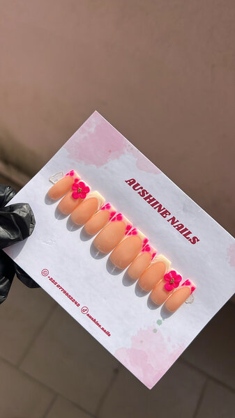 Ongles Press-Ons Fleurs Roses