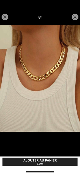 Collier Chaîne Acier Doré