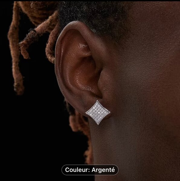 Boucles d'oreilles carrées argentées