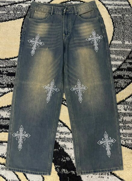 Jeans décontractés à croix