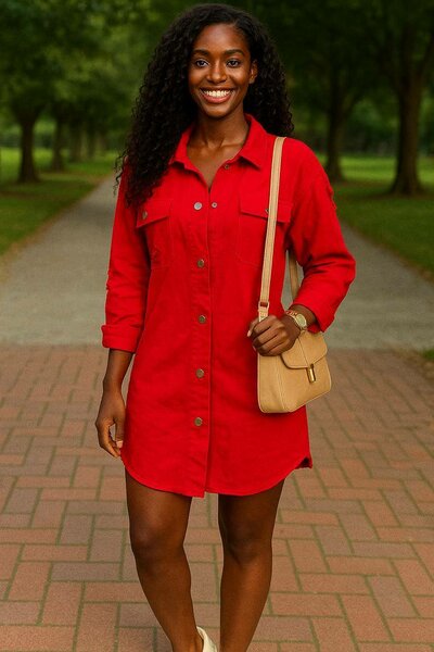 Robe Chemise Rouge Élégante