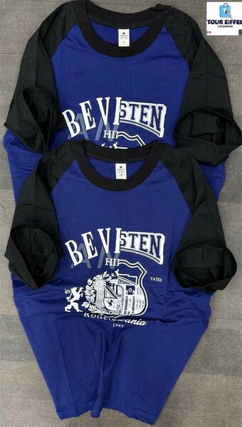 T-shirt bleu manches raglan