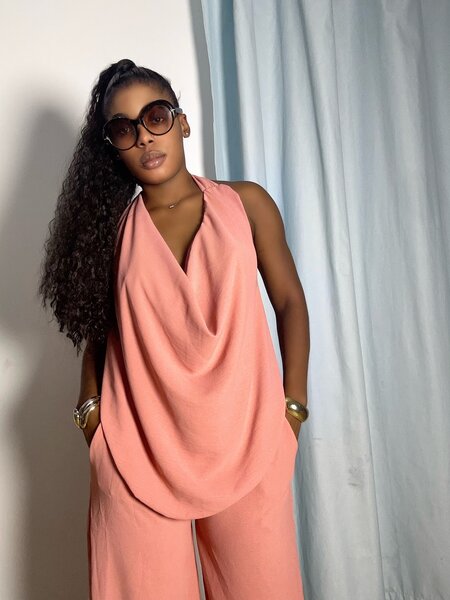 Combinaison élégante rose femme