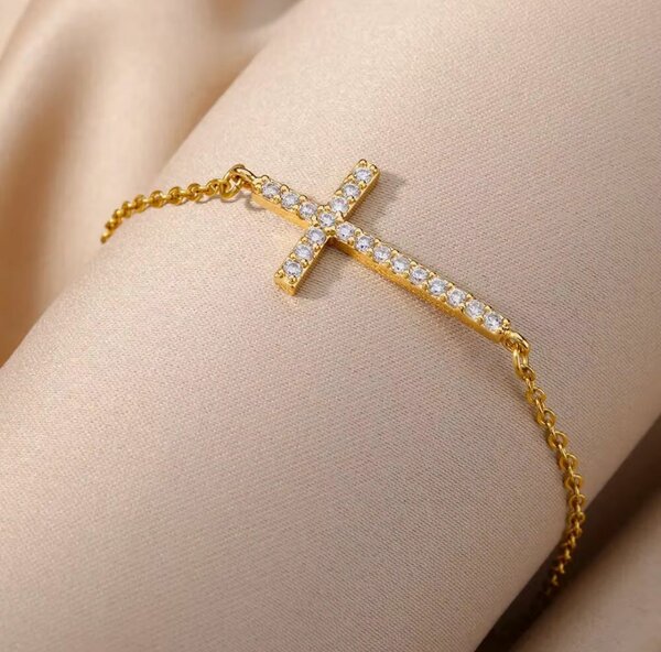 Diamond cross bracelet