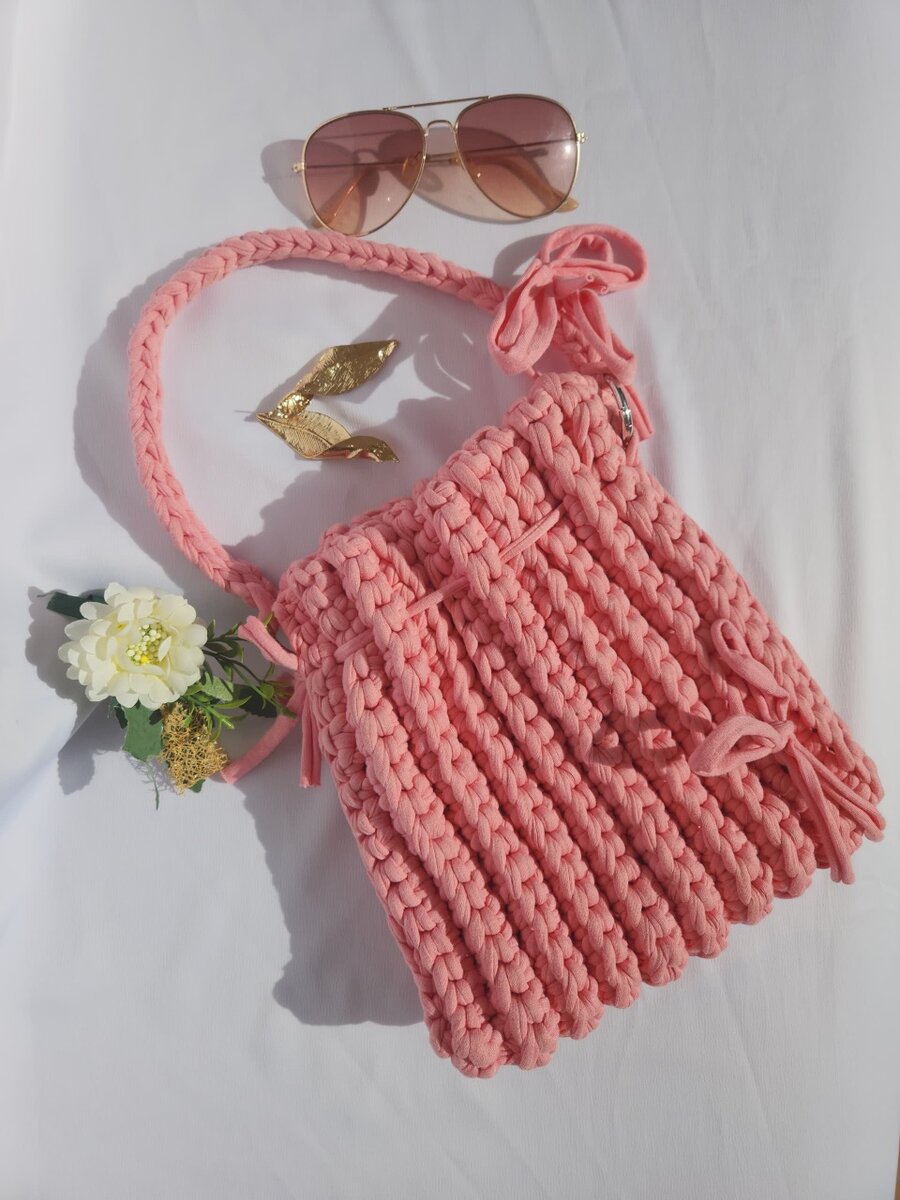 Handmade Pink crochet Bag