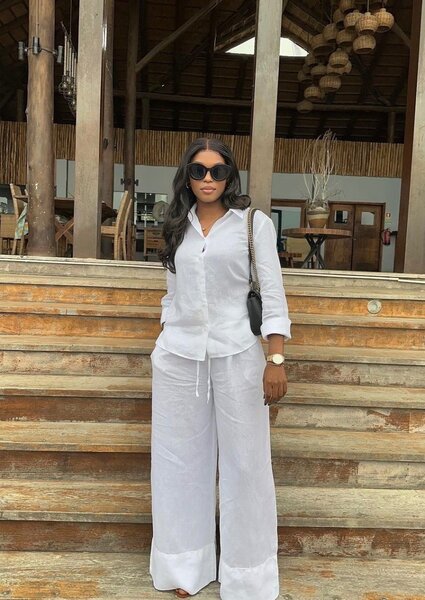 Ensemble blanc chic en lin