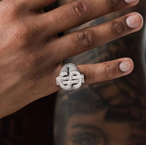 Bague homme signe dollar luxe