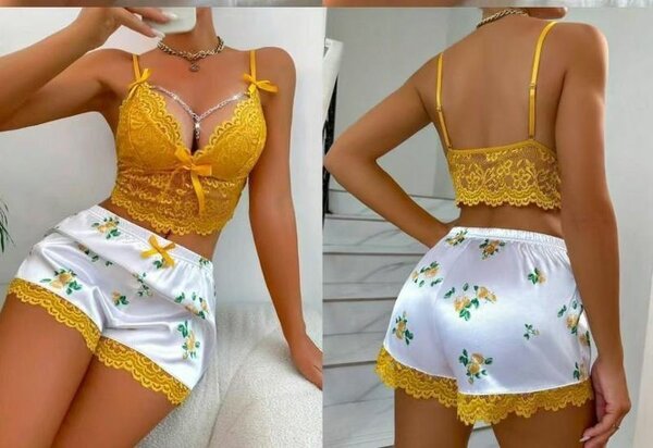Ensemble de lingerie jaune et blanc
