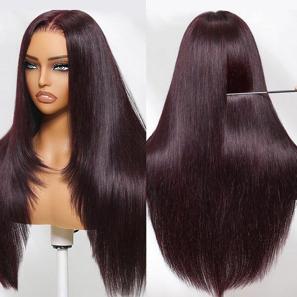 Burgundy straight wig