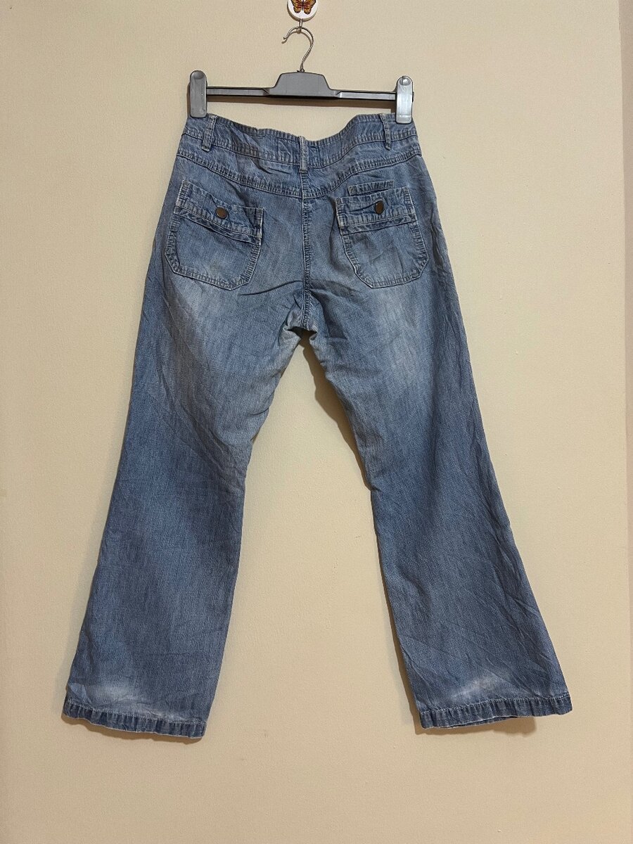 Low rise cargo bell bottoms